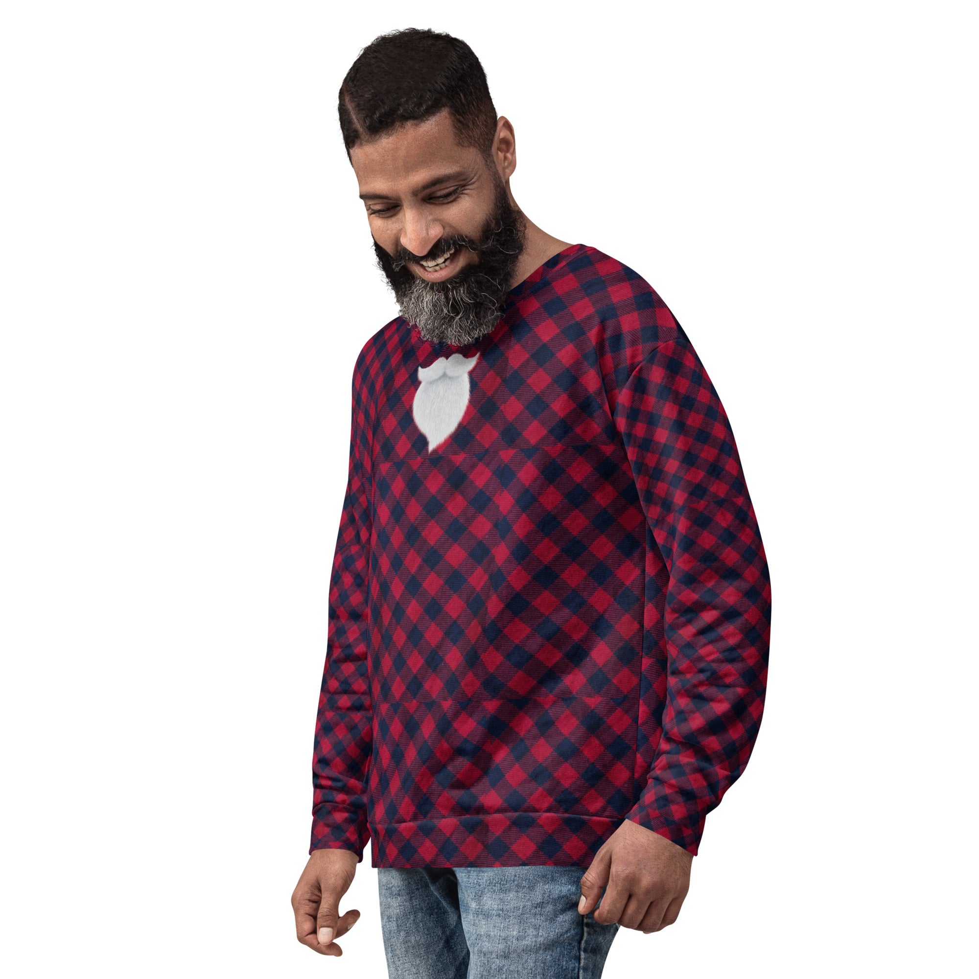 Plaid "Santa" Christmas Shirt. Christmas Sweater Alternative. Unisex Party Sweatshirt or Pullover. WickedYo.